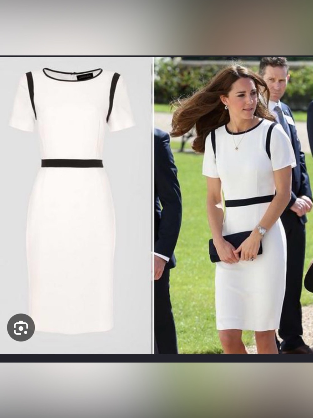 Classic White Sheath Dress with Black Trim - Jaeger